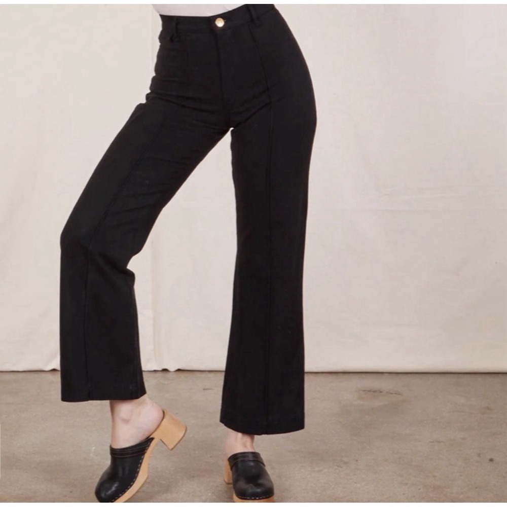 BIG BUD PRESS Western Pants Sz XXS Black 70s Style High Rise Flare Leg Pin Tuck
